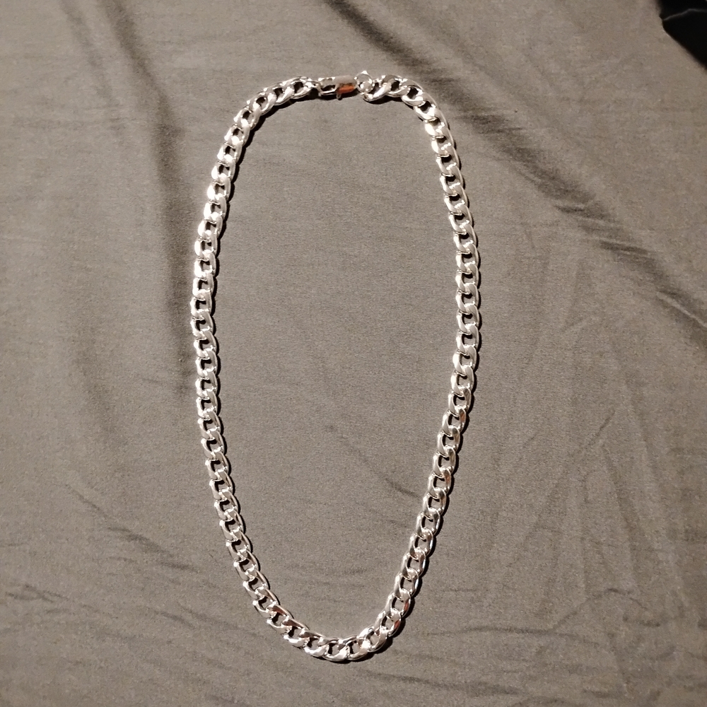 8mm 20in Sterling Silver Cuban Link Chain Necklace